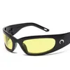 Sunglasses 2022 Moon Rectangular For Women Man Vintage Outdoor Cycling Sports Hip Hop Punk Sun Glasses UV400 Trend Female