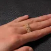 Hip Hop Zircon Cuban Link Chain Ring 8mm over Inlaid Zircon Electroplated Real Gold Trendy Mens Ring9949487