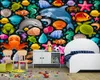 Bakgrundsbilder anpassade papel de parede infantil, tecknad undervattensvärld väggmålning för vardagsrum sovrum bakgrund dekoration tapeter