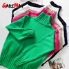 Autumn Winter Women's Green Sweater Knitted Soft Warm Basic Casual Knit White Turtleneck Sweater Female Jumper High Collar 211215