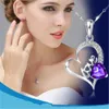 Crystal Womens Necklaces Pendant Amethyst Silver Plated love short women's heart-shaped girlfriend gold