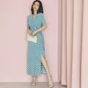 Green Maxi Dress korean ladies Sexy Summer SHort Loose wrap Party Dresses for women long clothing 210602