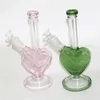 Pipes à eau en verre forme de coeur Pipe à fumée Bong plate-forme pétrolière narguilé Dab Rigs bols à herbes sèches bongs accessoires pour fumer cendrier silicone nectar