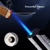 2021 Ny metall Vindtät Cigarette Torch Cigar Lättare Sidans Tändning Jet Lighter Blue Flame Refiller Butan Gas Lighters Gadgets