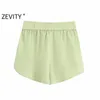 Zevity Women Fashion Candy Färg Casual Bermuda Shorts Ladies Sommar Chic Elastiska Midja Shorts Pantalone Cortos P887 210603