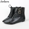 Sorbern Custom Boots Женская обувь Низкая каблука стиль унисекс Большой размер US5-17 Широкие лодыжки высокие сапоги