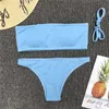 S-XL Sexy Bandeau Bikini Frauen Bademode Weiblichen Badeanzug Zwei-stück set Plissee Badende Badeanzug Schwimmen Tragen 210625