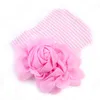 I più nuovi cappelli all'uncinetto per neonato con grandi fiori Beanie Cute Baby Girl Chiffon Fiore lavorato a maglia Strisce di copertura in cotone 0-6M