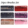 24pcs Foundation Makeup Brushes Set Wood Kit With PU Bag Packing in 6 Colors DHL Free Shipping