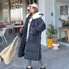 Han edition heavy hair led to film the female long down jacket cap loose cotton coat of long big yards 211012