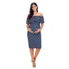 Abiti premaman con spalle scoperte Increspature Wave Point Lunghezza al ginocchio Abbigliamento in gravidanza Abiti morbidi Abiti premaman per donna G220309