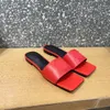 Klasyczne Panie Płaskie Zielone Różowe Sandały Seksowny Plac Toe Summer Slide Outdoor Beach Leather Flip-Flops Duży rozmiar 42/43