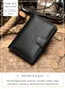 Anti Magnetic Fashion Men's Short Wallet Genuine Leather Solid Black Card Bit Coin Photo Male Money Purse High Quality