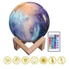 Creative 3D Printing Moon Lamp uppladdningsbar 16 Color Touch Moon Lamp Children's Lights Night Decoration Lightings Y0910