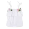 Mudkingdom Girls Outfits Cute Flower Ruffle Camisole Denim Ripped Summer Shorts Set 210615