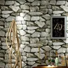 Wallpapers impermeável vintage 3d efeito de pedra papel de parede rolo moderno rústico realista textura do falso pvc papel de parede casa decor1783988