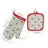 Merry Christmas Baking Anti-Hot Gloves Oven Microwave Insulation Mat Xmas Supply Snowman elk print multi-style Kitchen Glove