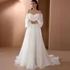 2021 Skromne sukienki wieczorowe Off ramy białe długie sukienki imprezowe ukochane cekinowe koronkowe aplikacje balowe suknie balowe 216U