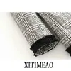 Za Kvinnor Plaid Straight Jackor Fashion Office Ladies Loose Coats Kvinna Höst Vintage Håll varm kappa Xitimeao 210602