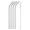 Metal Reusable Straw 304 Stainless Steel Straight Curved Drinking Straws with Cleaning Brush for Coffee Tea