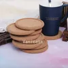 Modern Minimalist Groove Cup Mat Wooden Cushion Circular Polishing Cork Insulation Pad Cups Mats T2I52390