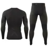 Intimo termico da uomo Uomo Foderato in pile Set Moto Sci Strato base Inverno caldo Mutande lunghe Camicie Top Fondo Suit221R