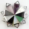 Natuurlijke Crystal Square Cone Shape Chakra Stone Pendulum Charms Rose Quartz Hangers voor Sieraden Accessoires DIY Making Groothandel