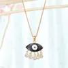 1PC Bohemian Vintage Turkish Zircon Tassel Necklace For Women European Ethnic Evil Eye Pendant Choker Collars Jewelry Gift