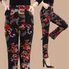 Femmes Winter Fashion Plus Velvet Leggings chauds Taille féminine Impression Fleurs Pantalon épais Noir Casual A3 211215