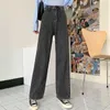 Cintura alta calças jean casual calças spirng outono solto perna larga perna calça Calças de comprimento total plus tamanho 4xl 210809