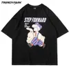 Męska Hip Hop Streetwear T-shirt Cartoon Kid Print Tshirt Lato Krótki Rękaw T Shirt Harajuku Cotton Casual Black Tops Tee 210601
