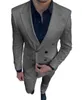 Gentleman Double Breasted Peak Lapel Blazer 2 Pieces Mens Suit with Pants Formal White Beige Jacket For Wedding Groom Tuxedos X0909