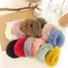 12 stks Verschillende kleuren Konijn Cover Tie Eenvoudige elastische Effen Kleur Scrunchies Haarkabel Imitatie Mink Down Bont Ribben