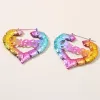 Lampadario penzolante Moda esagerata Colore sfumato in metallo Orecchini a forma di cuore Accessori per gioielli da festa semplici da donna