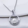 Pearls Jewelry Setting Simple Round Zircon Sterling Silver 925 Pearl Pendant Fittings 5 Pieces