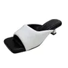 Zapatillas S Full Sheepskin Toe High Heel Ladies Fine Black White Yellow Heels Sandalias de fiesta de verano