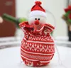 Knitted Christmas Decorations Gift Wrap Xmas Drawstring Party Favor pouches Candy Treats Apple Fruit Packaging Santa Snowman Reindeer Pattern