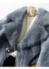 Long-sleeved Faux Fur Collar Jacket Winter Fashion All-match Rabbit Coat Luxury Long 210531