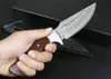 Wysokiej jakości prosty nóż myśliwski 3CR13MOV punkt satynowy + laserowy Pattern ostrze Full Tang Rosewood Uchwyt Noże z skórzaną osłoną