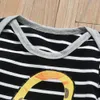 3PCS Neonato Neonati maschi Vestiti T-shirt a maniche lunghe con stampa animalier + Pantaloni a righe + Cappello Autunno Set di abbigliamento per bambini 210309