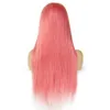 Pink Wig Kolorowe Ludzkie Włosy Peruki Brazylijski Proste 13x4 Koronki Przód Peruka 8-26 cali Pre zepsuty Ombre Lace Wig Remy 150%