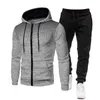 Autumn New Fashion Hoody Zip Cardigan 2 Piece Sets Mens Hoodies Sweatshirts Solid Hip Hop Pullover Harajuku Plus Fleece Warm 3XL G1217