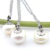 Mix 3PCS Ivory New Luckyshine 925 sterling Silver Pendant Round Natural Pearl Gemstone Necklaces Pendants For Lady Party Gift