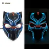 Accessori per costumi Puntelli decorativi per travestimenti Pantera nera Cosplay Neon Light Up EL Wire Mask Maschera luminosa per supereroi Maschera LED