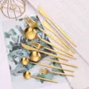 16 Pcs Gold Cutlery Set Forks Spoons Knives Tableware Steel Cutlery Set Stainless Steel Dinnerware Set Flatware Kitchen Utensils 211108