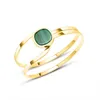 Bangle European And American Personality Simple Universal Titanium Steel Plated 18K Gold Emerald Agate Acrylic Bracelet