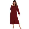 Witbuy Autumn Women's Zipper Front Robe Coat With Pockets Modal Bathrobe Hooded Solid Long Sleeve Night Wear Women Gown 210901