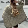 Berrygo Winter Green curto curto mulheres mulheres casuais mangas compridas casacos sem gola fêmea bolso grosso casaco quente tampos femininos 211120