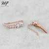 Luxus glänzender Winkel Flügel Ohrmanschette Ohrringe für Frauen Kubikzirkonia Rose Weiß Gold Farbe Mode Schmuck E791 E7929335736