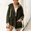 Furma damska Faux 2021 Jesień Winter Teddy Coat Kobiety Casual Długim Rękaw Kurtka Kieszonkowa Odzieżowiec Płaszcz Fleece Plus Size